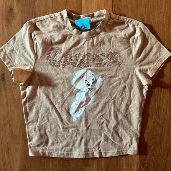 NWT Casper rhinestone embellished crop top T-shirt, size medium 👻 - Picture 2 of 8